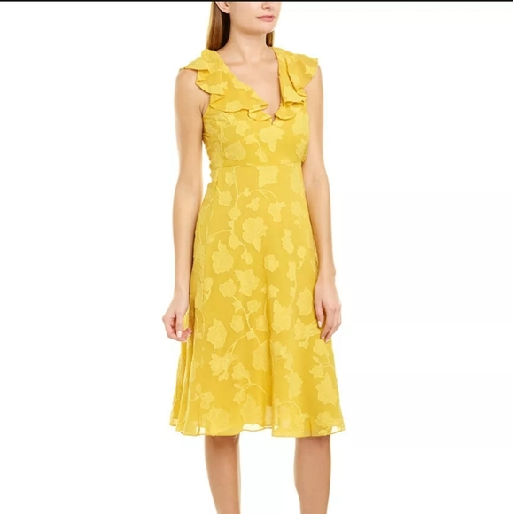 mustard color midi dress